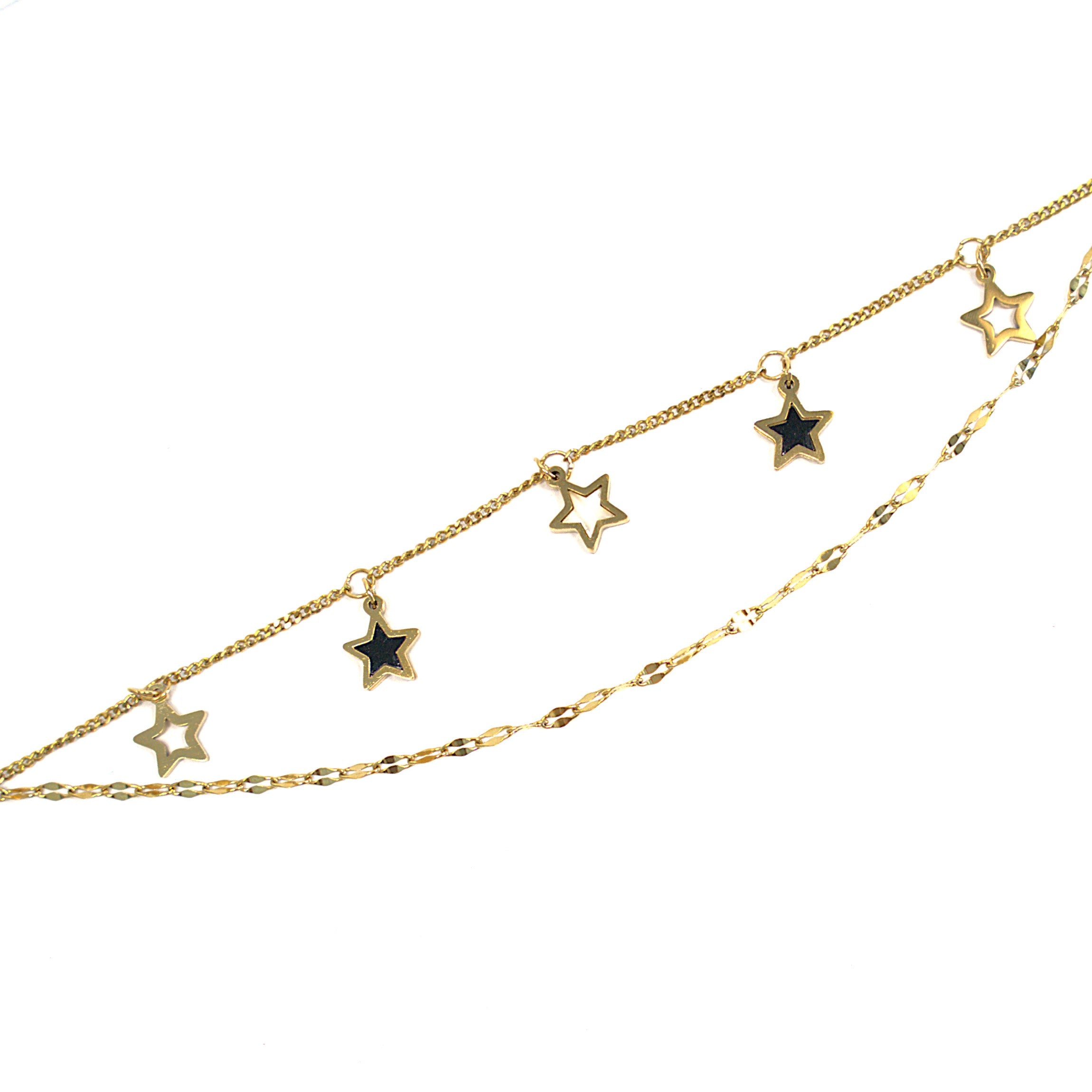 brățară reglabilă placată cu aur – bijuterie fină pentru femei cu stelute alb cu negru