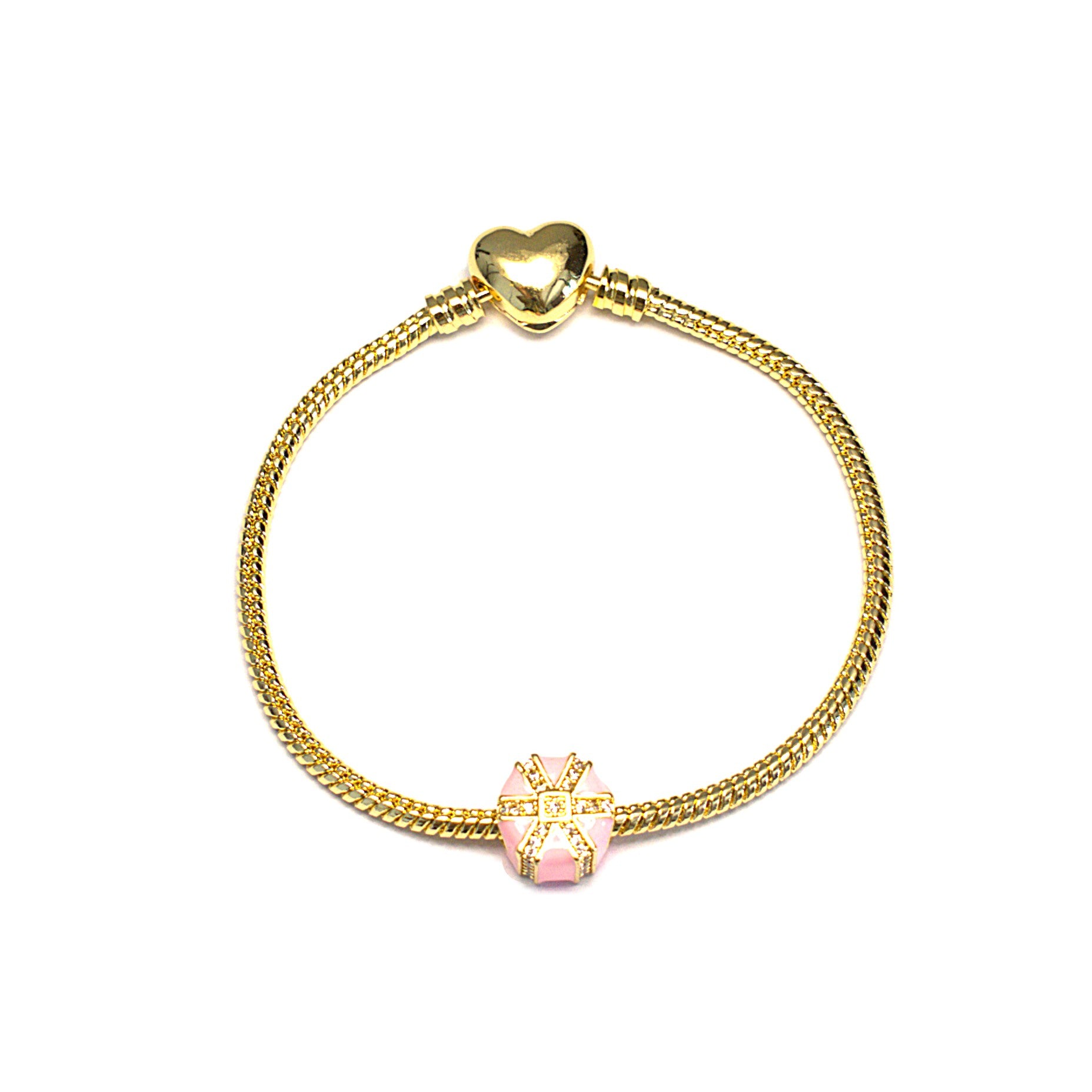 Brățară tip Pandora cu charmuri – închidere inimă