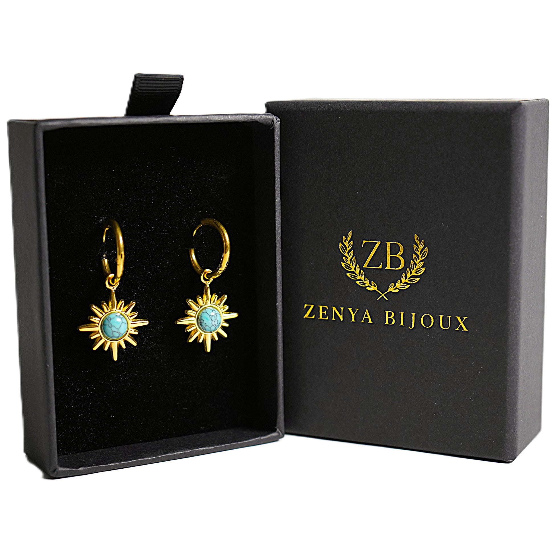 Cercei placați cu Aur de 18K - Turquoise Sun