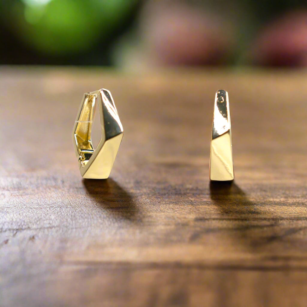 Cercei simpli damă eleganți din alamă placați cu aur de 18k