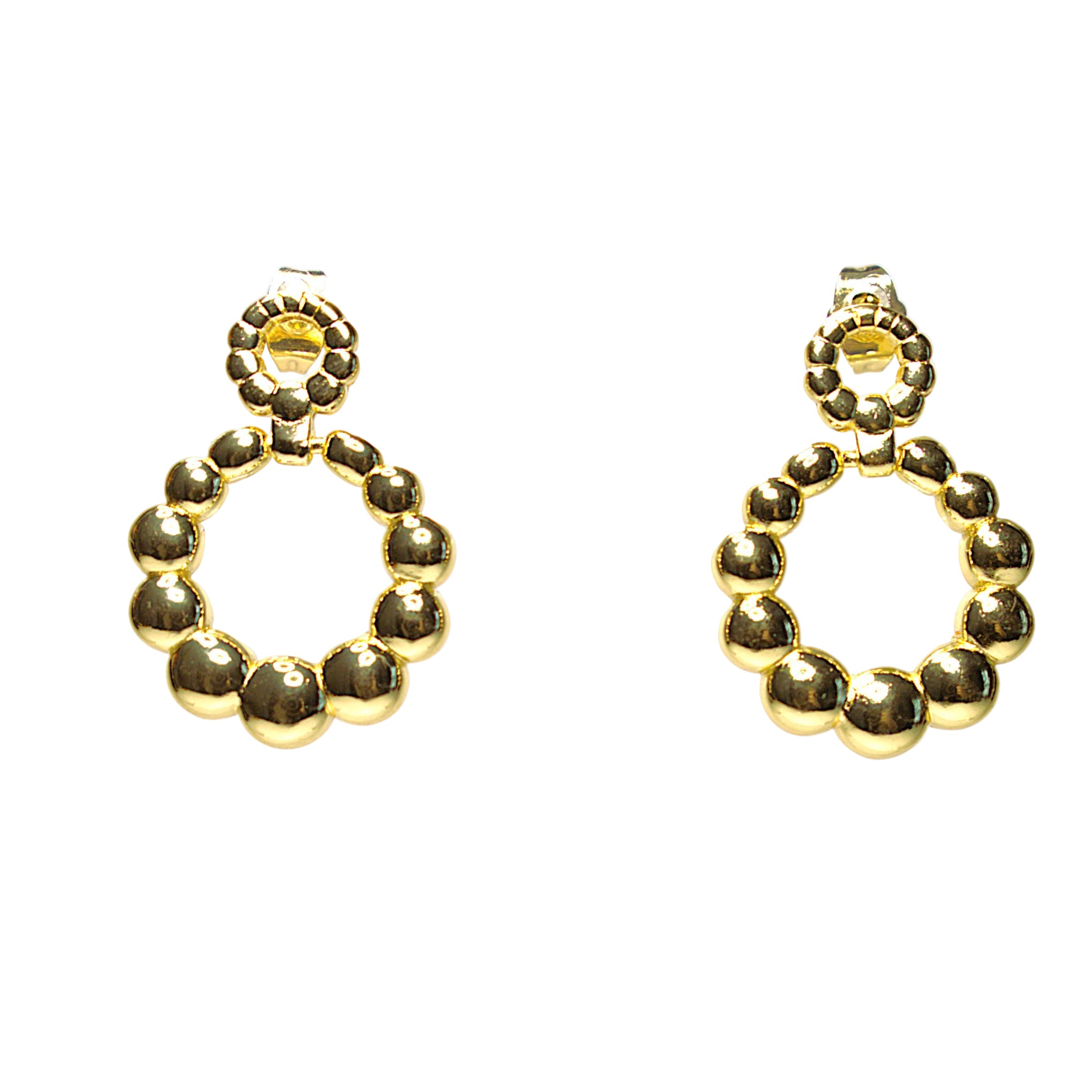 Cercei statement damă eleganți din alamă placați cu aur de 18k