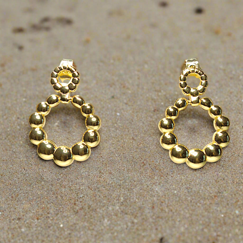 Cercei simpli damă eleganți din alamă placați cu aur de 18k