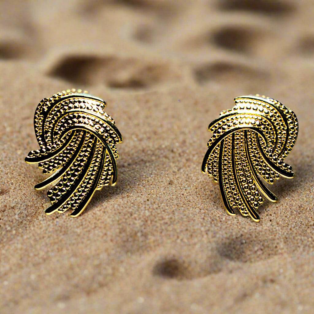 Cercei simpli damă eleganți din alamă placați cu aur de 18k