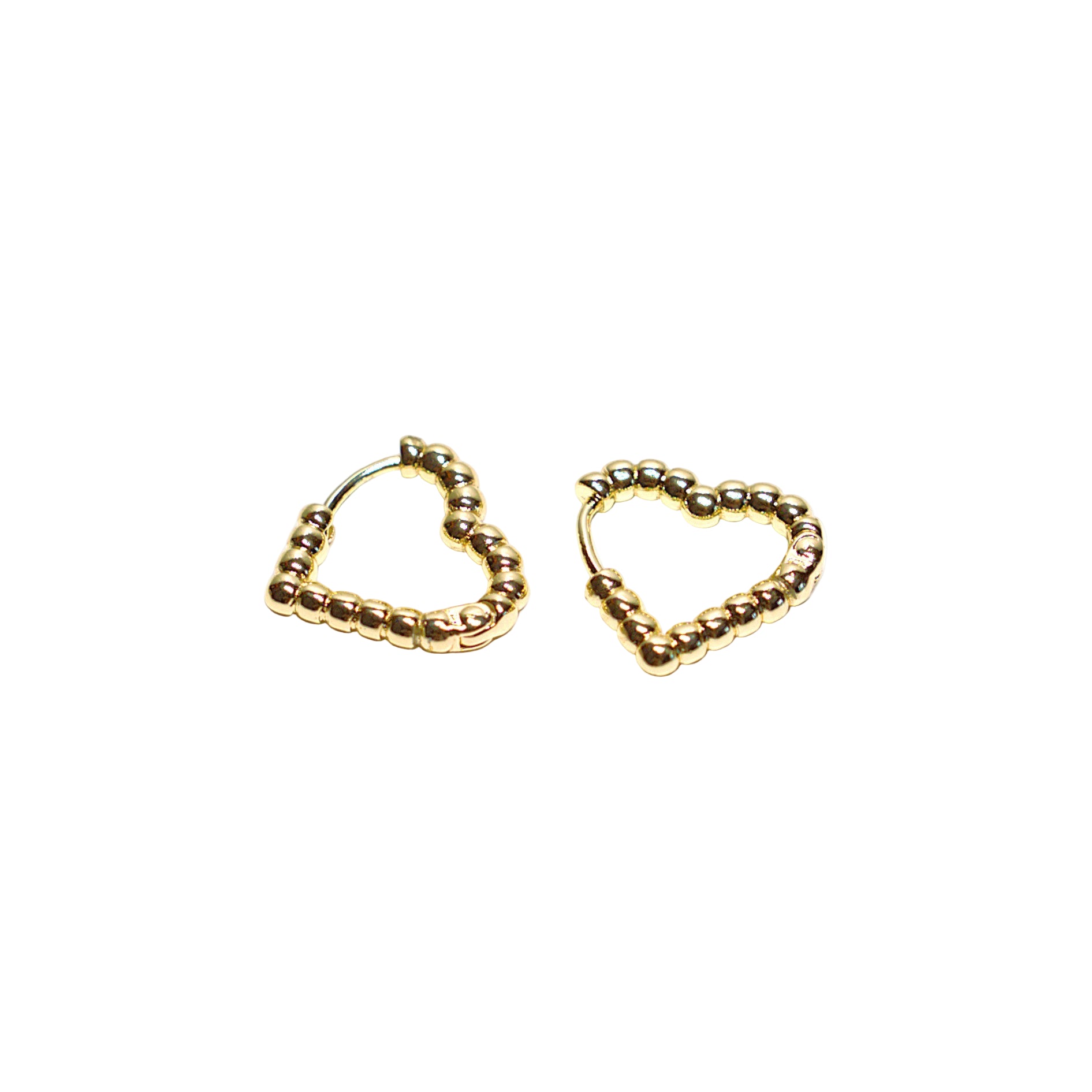 Cercei simpli damă eleganți din alamă placați cu aur de 18k in forma de inima