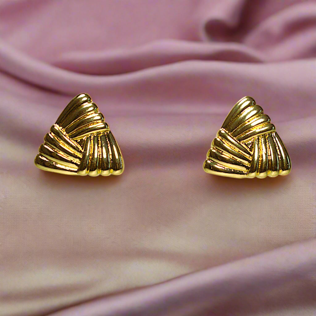 Cercei simpli damă eleganți din alamă placați cu aur de 18k statement