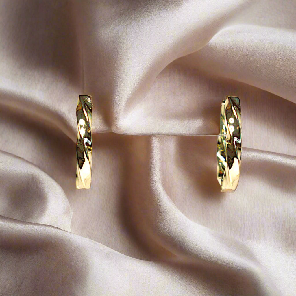 Cercei simpli damă eleganți din alamă placați cu aur de 18k