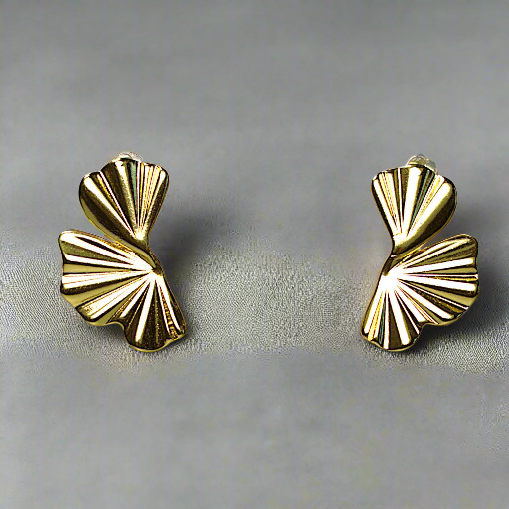 Cercei simpli damă eleganți din alamă placați cu aur de 18k