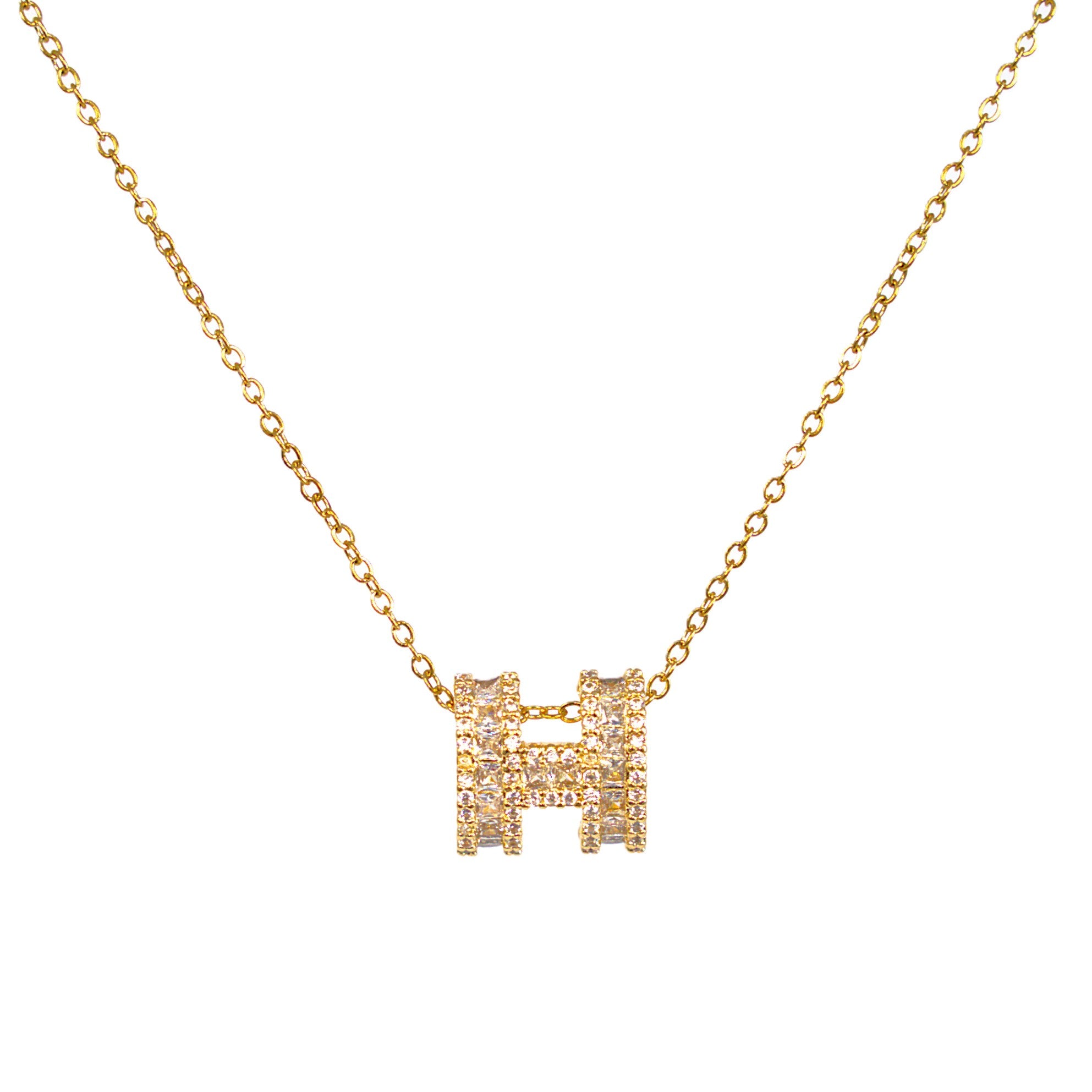 colier placat cu aur de 18K cu pandantiv elegant liteha H