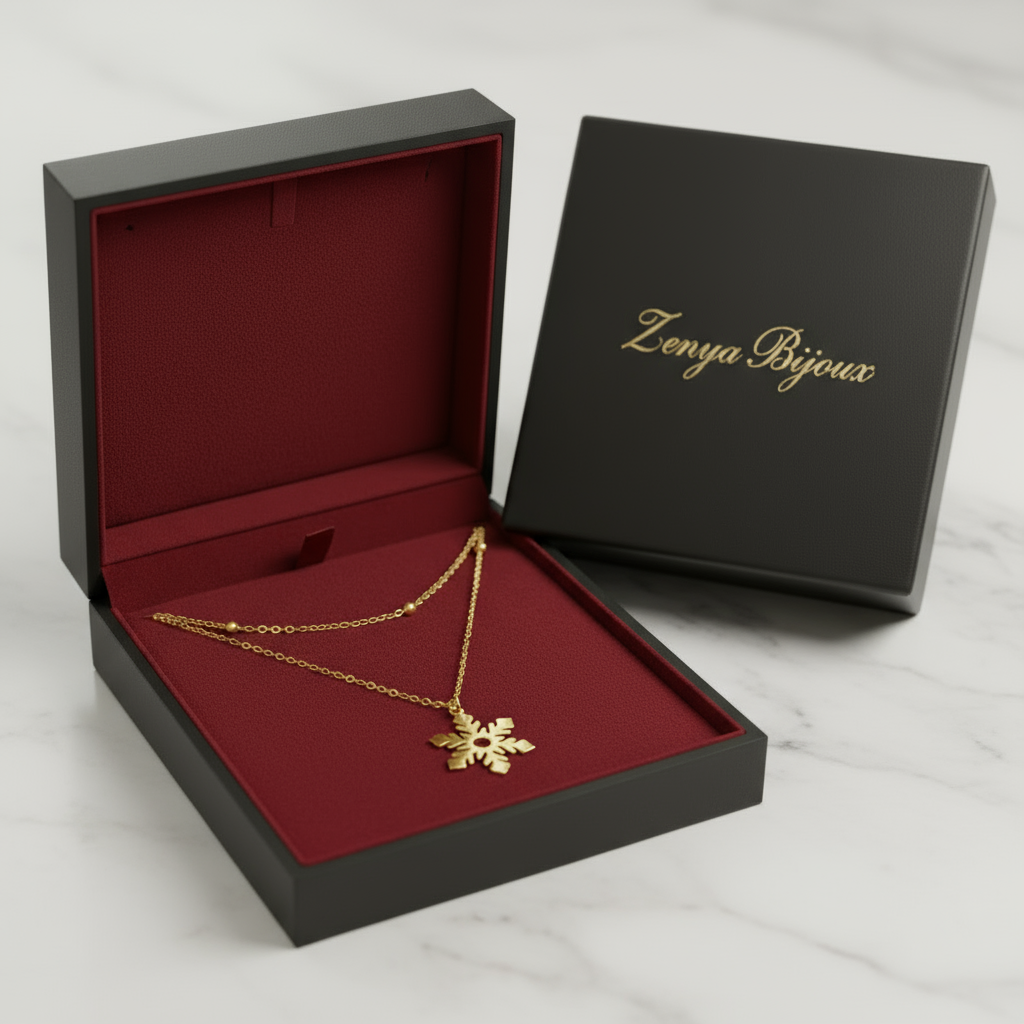 colier placat cu aur de 18K – design clasic de fulg de zapada auriu