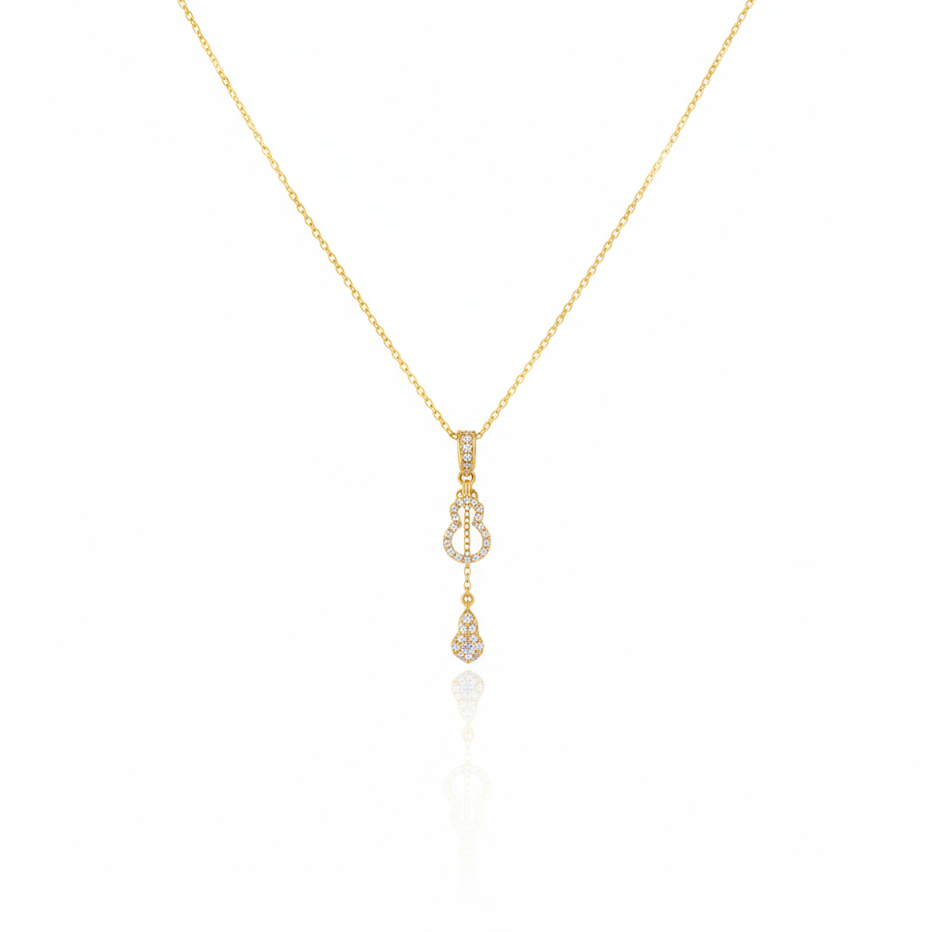 colier placat cu aur de 18K cu pandantiv elegant modelul ma completezi, o forma plina si una goala ambele formand un intreg