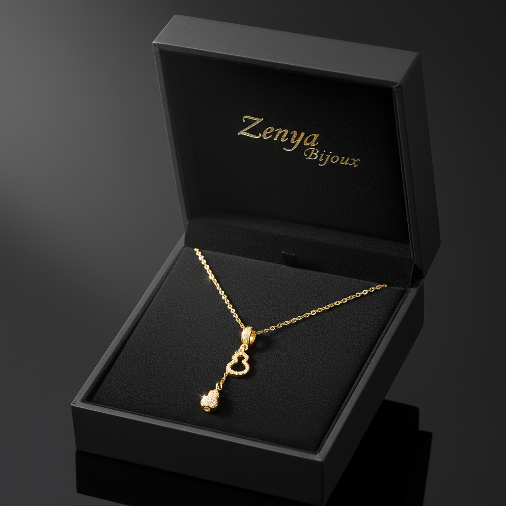 colier placat cu aur de 18K cu pandantiv elegant modelul ma completezi, o forma plina si una goala ambele formand un intreg