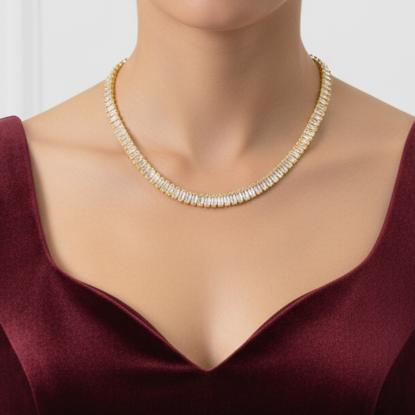 colier tenis cu piatră cubic zirconia – bijuterie strălucitoare pentru femei