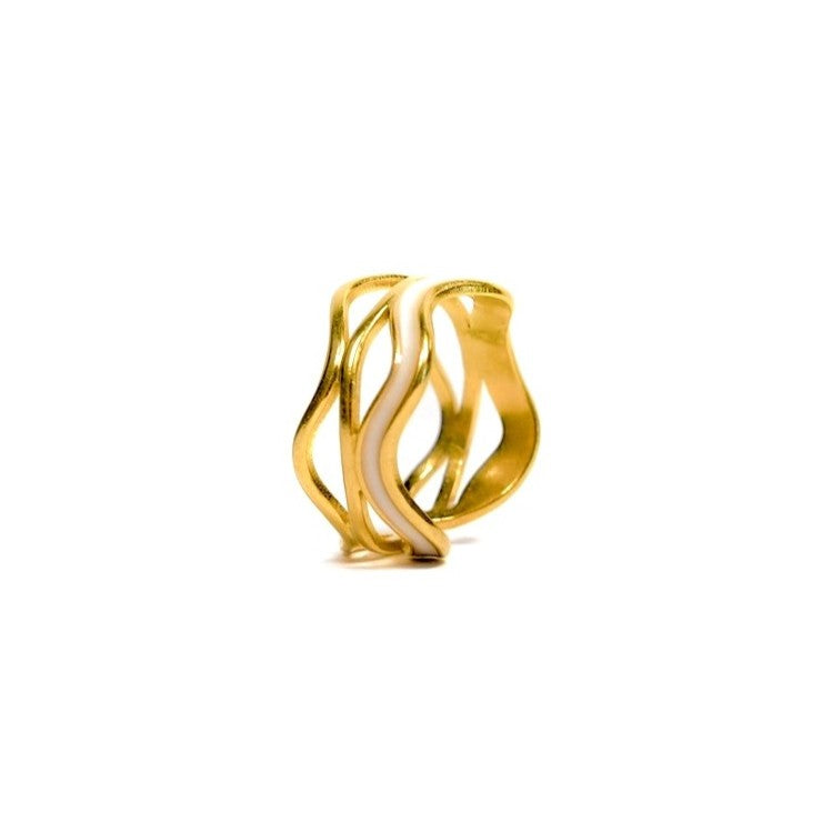 Inel placat cu Aur de 18K -  White and Gold Harmony