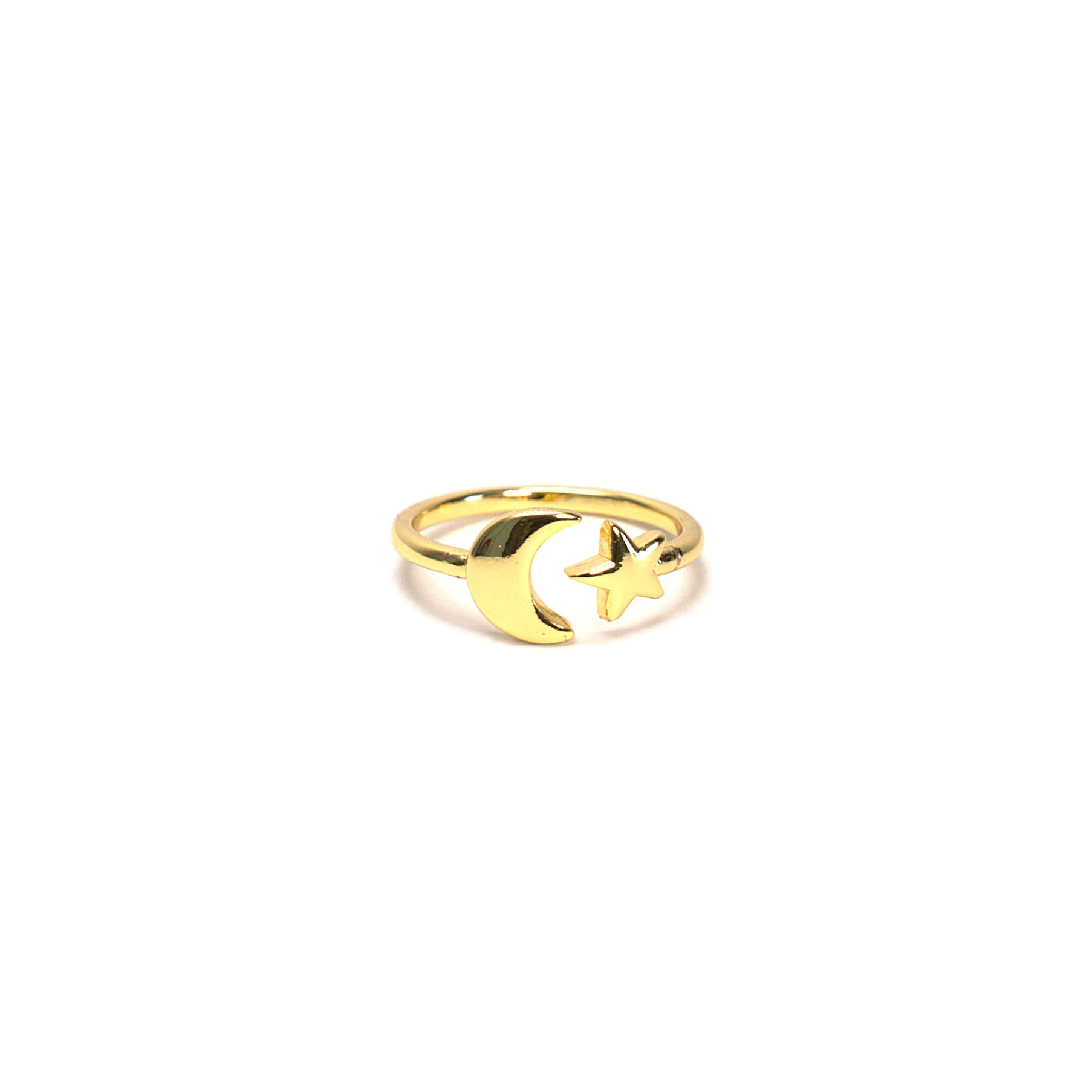 Inel placat cu Aur de 18K - Moon and Star