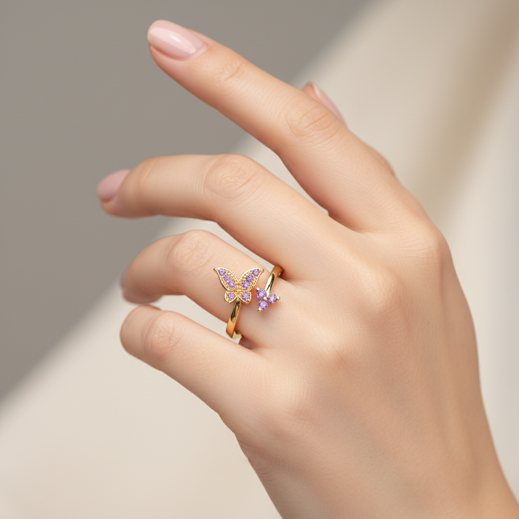 Inel placat cu Aur de 18K - Fluturaș