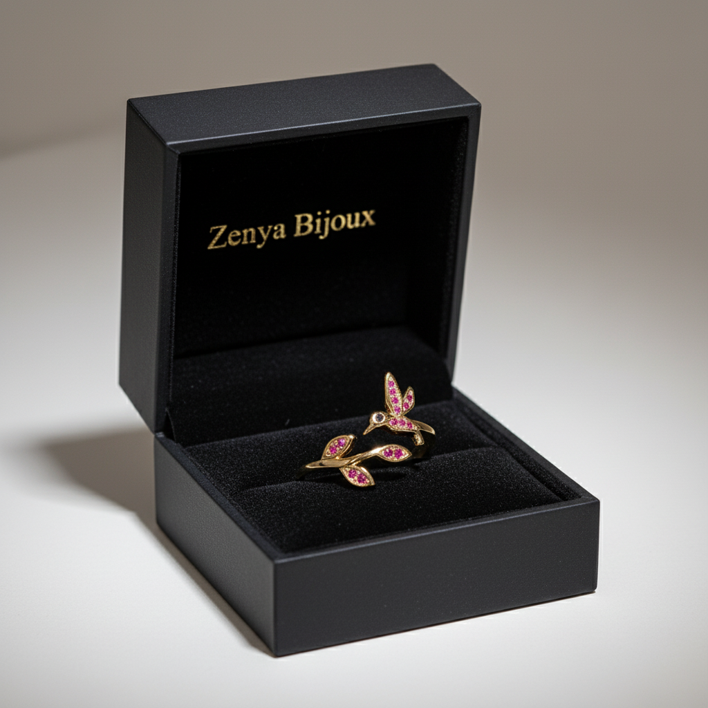 inel placat cu aur de 18K cu piatră cubic zirconia strălucitoare fucsia