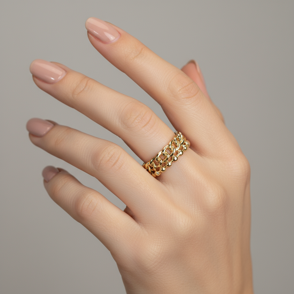 inel reglabil placat cu aur de 18K – stil minimalist