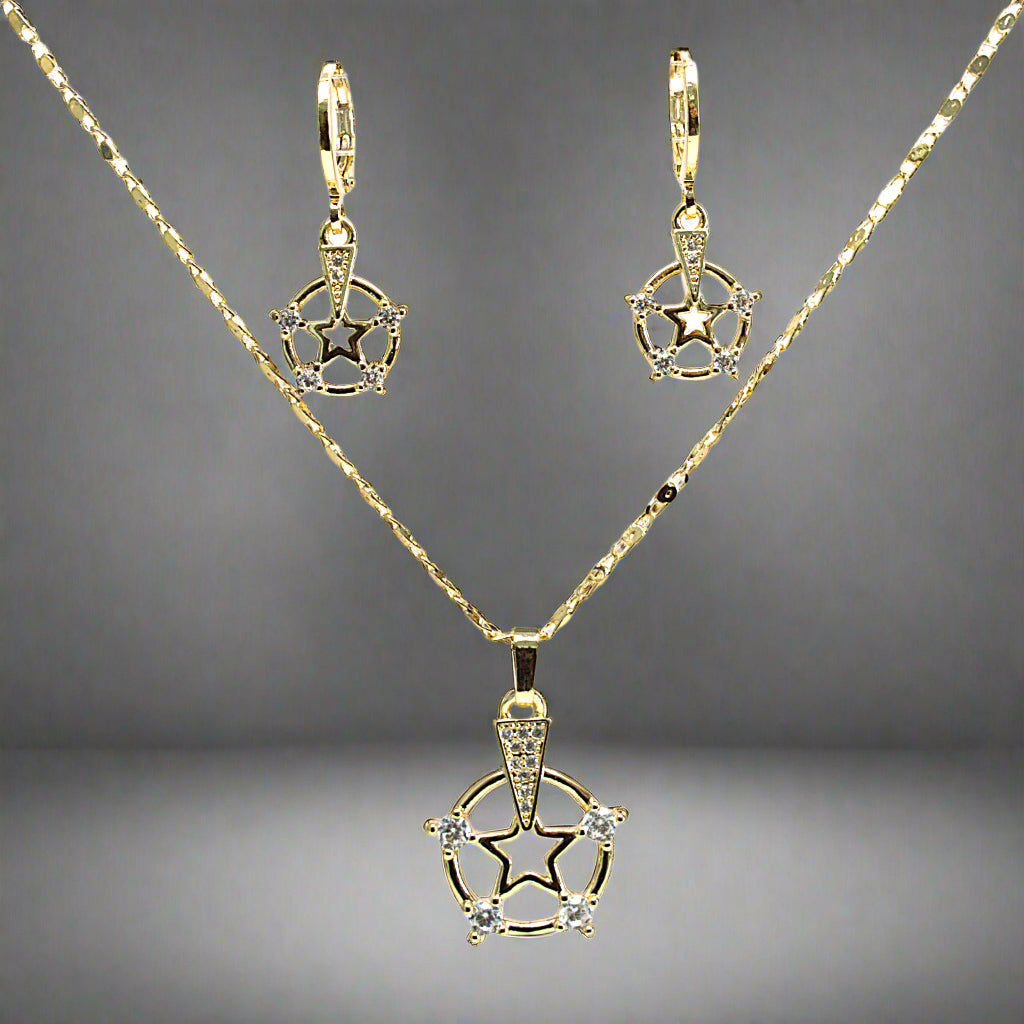 Set lănțișor și cercei damă, placate cu aur 18k