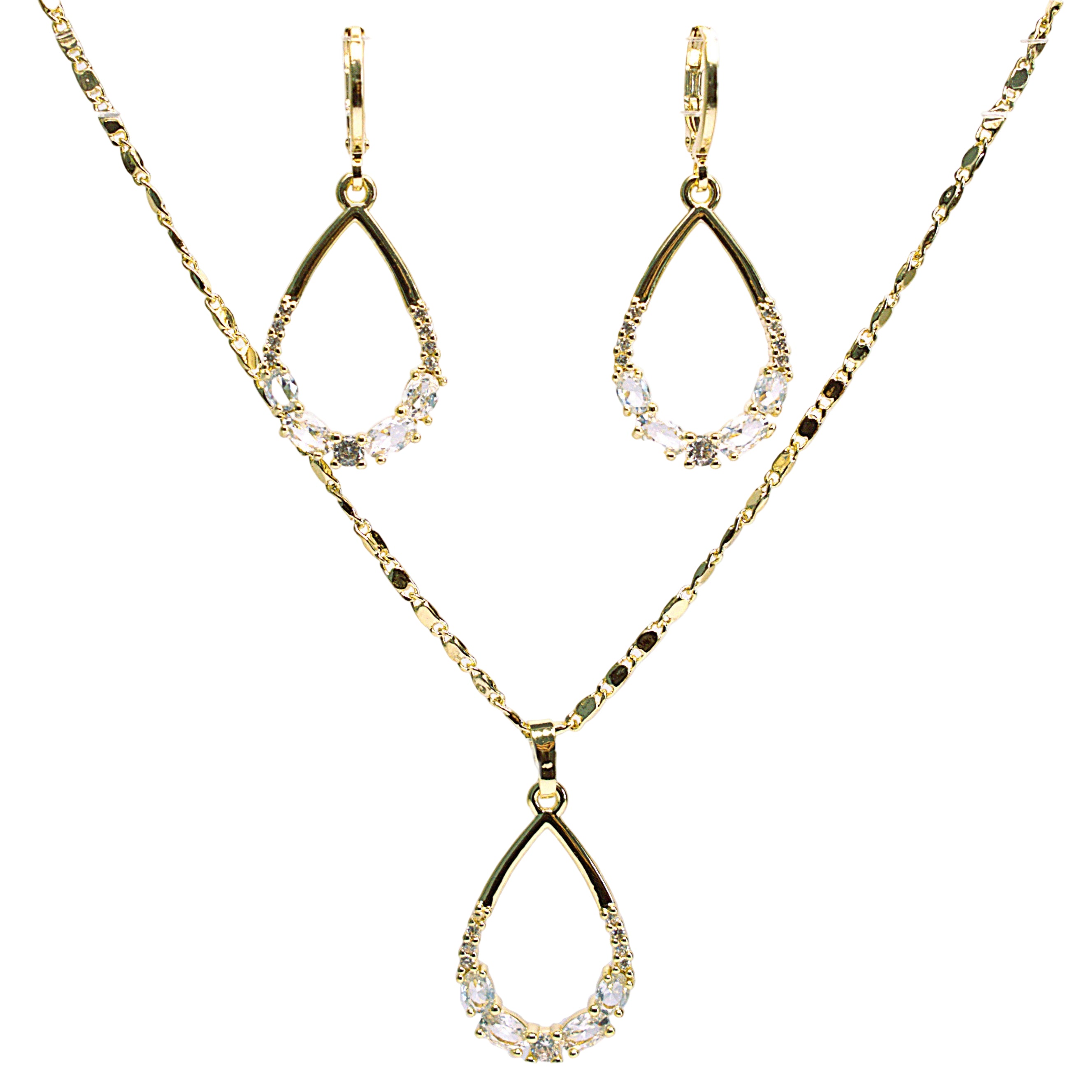 Set lănțișor și cercei damă, placate cu aur 18k