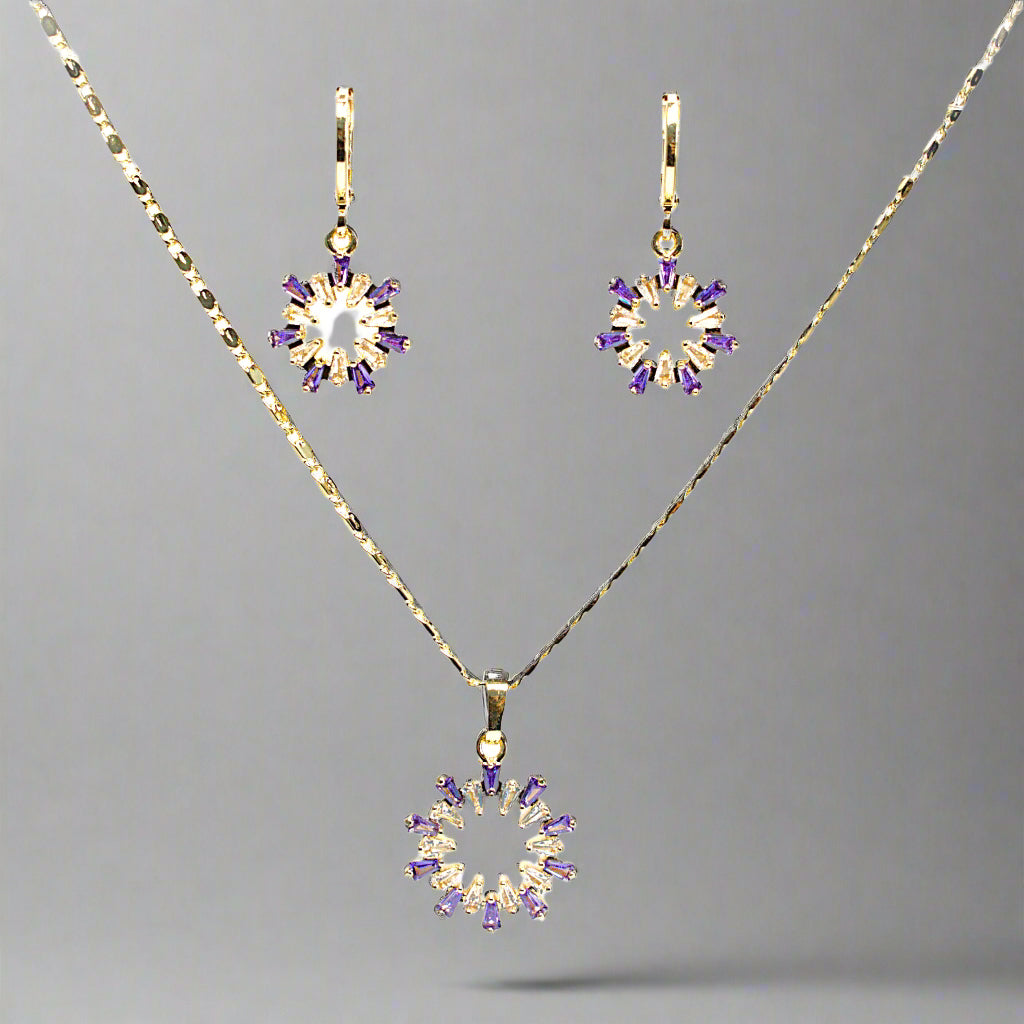 Set lănțișor și cercei damă, placate cu aur 18k