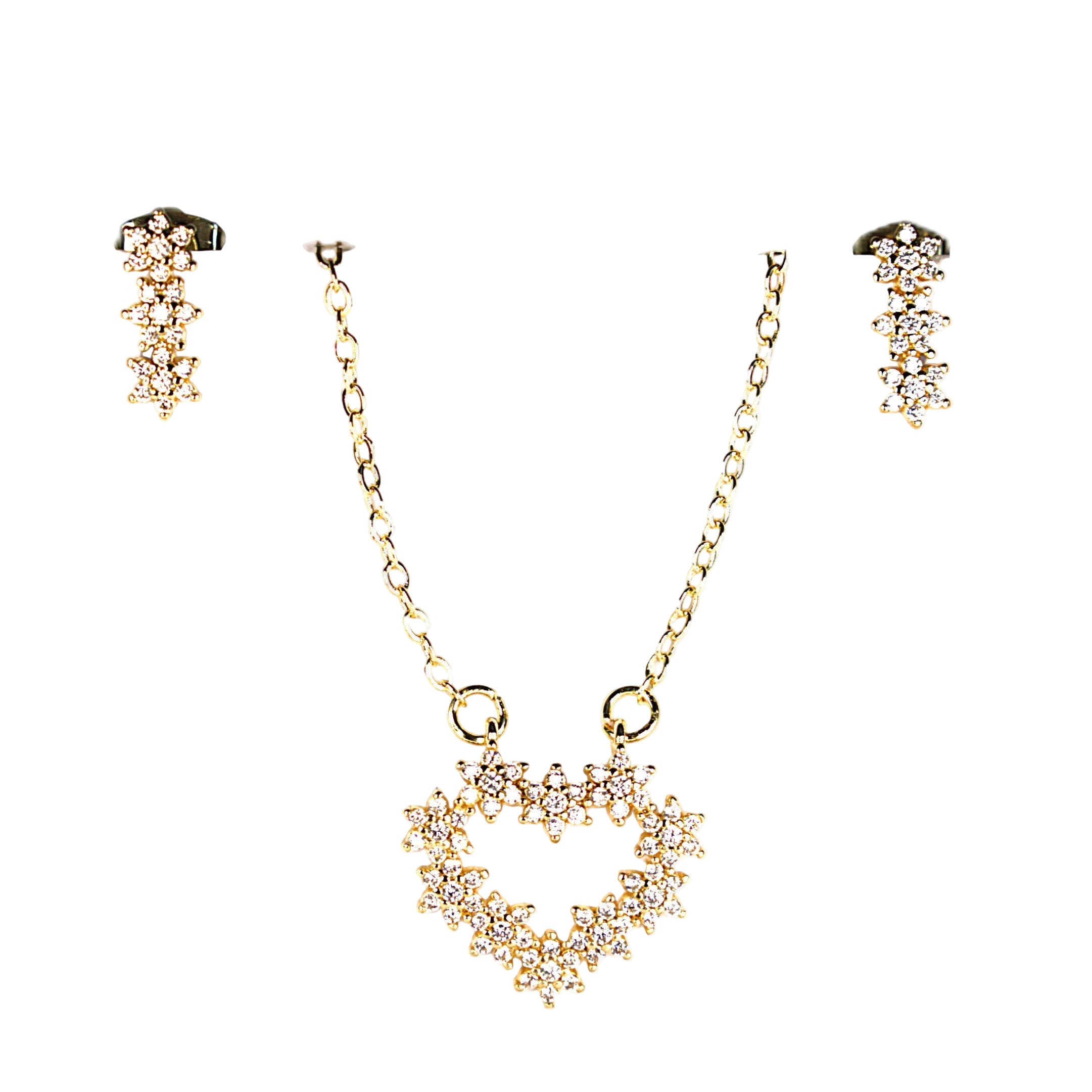 Set lănțișor și cercei damă, placate cu aur 18k