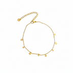 Brățară de picior din oțel inoxidabil placat cu aur, stil sofisticat cu mici frunzulite (ca vita de vie)