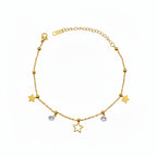 Bijuterie aurie pentru picior, durabilă și ușor de purtat zilnic cu stelute si pietricele