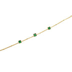 brățară placată cu aur de 18K – design delicat cu pietre mici verzi patrate