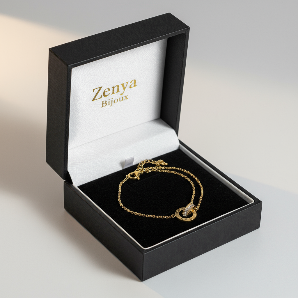 brățară placată cu aur de 18K – design minimalist in cutie de bijuterii personalizata