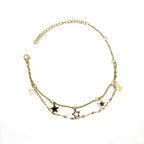 brățară reglabilă placată cu aur – bijuterie fină pentru femei cu stelute alb cu negru