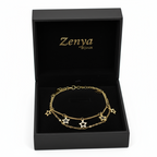 brățară reglabilă placată cu aur – bijuterie fină pentru femei cu stelute alb cu negru