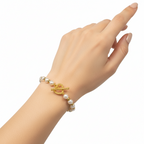 Brățară reglabilă cu bile aurii si albe