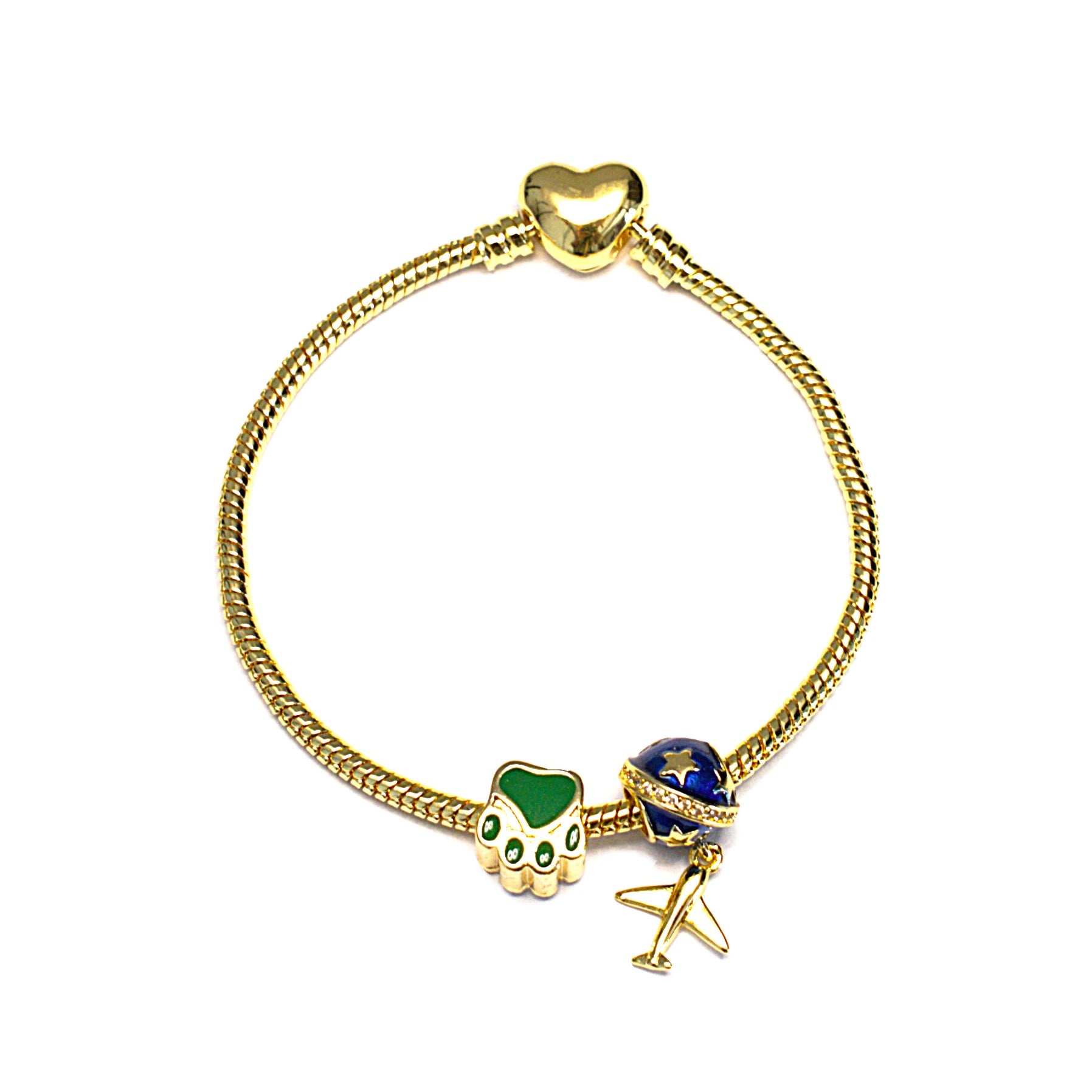 Brățară tip Pandora cu charmuri – închidere inimă