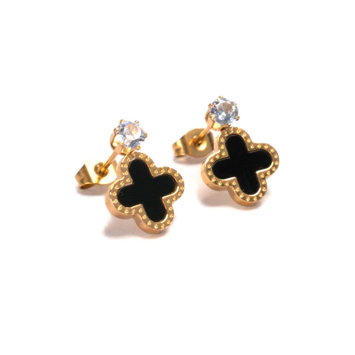 Cercei placați cu Aur de 18K - Clover Black