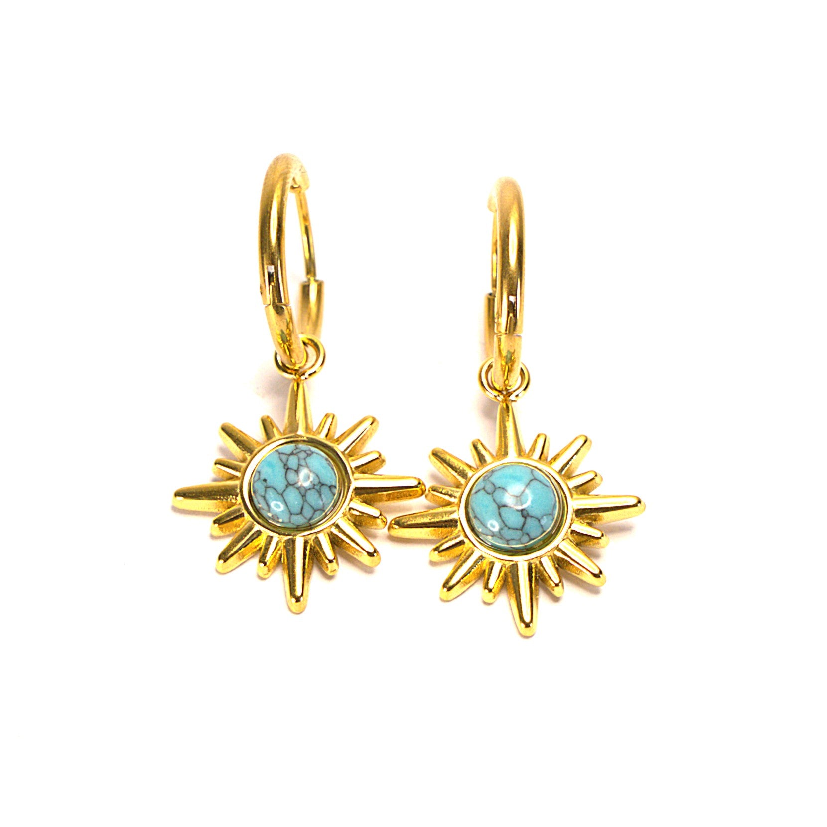 Cercei placați cu Aur de 18K - Turquoise Sun