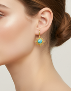 Cercei placați cu Aur de 18K - Turquoise Sun
