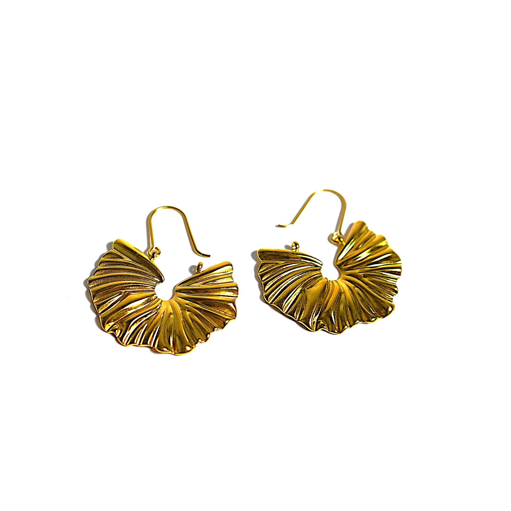 Cercei placați cu Aur de 18K - Golden Fan Elegance