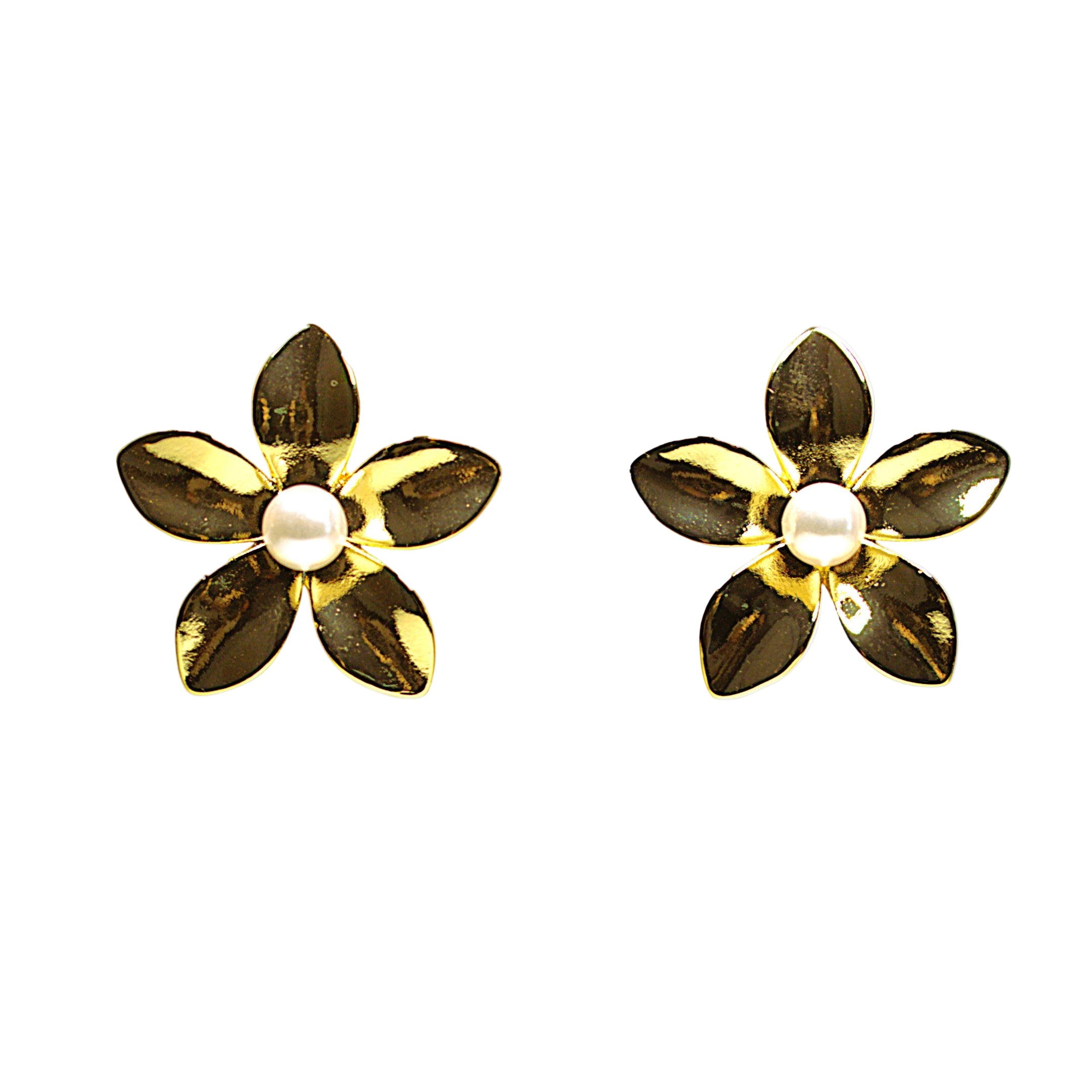 Cercei damă eleganți din alamă placați cu aur de 18k si perla