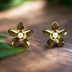 Cercei simpli damă eleganți din alamă placați cu aur de 18k si perla