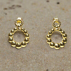 Cercei simpli damă eleganți din alamă placați cu aur de 18k