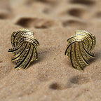 Cercei simpli damă eleganți din alamă placați cu aur de 18k