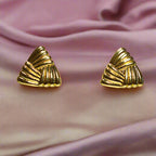 Cercei simpli damă eleganți din alamă placați cu aur de 18k statement