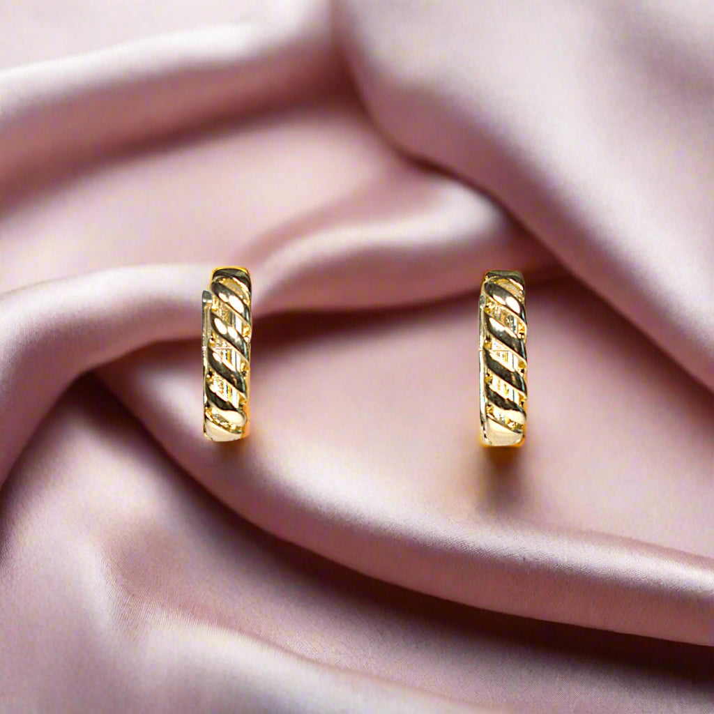 Cercei simpli damă eleganți din alamă placați cu aur de 18k