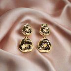 Cercei statement damă eleganți din alamă placați cu aur de 18k