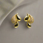 Cercei damă cu pietre zirconiu strălucitori, placați cu aur de 18k