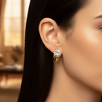 Cercei damă cu pietre zirconiu strălucitori, placați cu aur de 18k