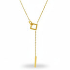 colier placat cu aur de 18K cu pandantiv elegant lung de 6,5cm