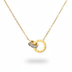 colier placat cu aur de 18K cu pandantiv elegant 2 cercuri intercalate