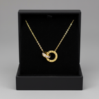 colier placat cu aur de 18K cu pandantiv elegant 2 cercuri intercalate