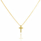 colier fin de damă cu lanț subțire placat cu aur cu cruciulita
